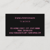 ブラックピンク、抽象芸術、パターン、ピンクとブラック 名刺 (裏面)