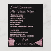 ブラックピンク 清掃メイド ハウス クリーニング チラシ (裏面)