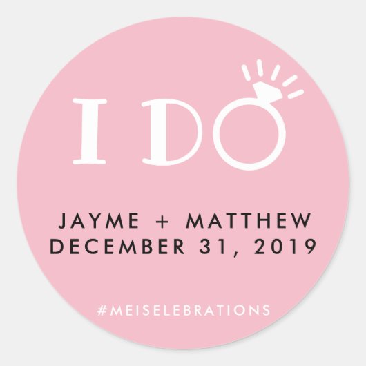 ブラックピンク「私は」のカップル結婚のハッシュタグラウンド ラウンドシール (正面)