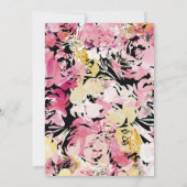 ブラックピンク&赤面水彩花アーチズ結婚ーズ 招待状 (裏面)