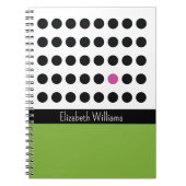 ブラックピンク 遊び心のあるドット モノグラム ノートブック (正面)