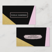 ブラックピンク&金ゴールドモダントレンディーシック 名刺 (正面/裏面)