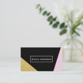 ブラックピンク&金ゴールドモダントレンディーシック 名刺 (スタンド正面)