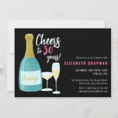 ブラックピンク 30歳のバブルな誕生日をお祝いしよう 招待状 (正面)