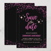 ブラックピンク 69歳の誕生日招待状 Save the date 招待状 (正面/裏面)