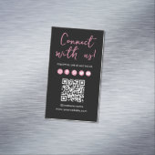 ブラックピンクConnect With UsソーシャルメディアQRコード マグネット名刺 (インサイチュ)