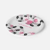 ブラックピンサッカーボール女の子の誕生日パーティー ペーパープレート (アングル)