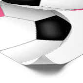 ブラックピンサッカーボール女の子の誕生日パーティー ポスター (角)