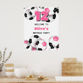 ブラックピンサッカーボール女の子の誕生日パーティー ポスター (キッチン)