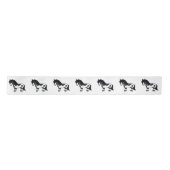 ブラックピントシェトランドポニーカートゥーンイラストレーション サテンリボン (正面)