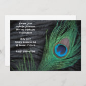 ブラックピーコックフェザー誕生日 招待状 (正面/裏面)