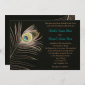 ブラックピーコック結婚式招待状 招待状 (正面/裏面)