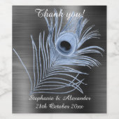 ブラックピーコック羽毛カスタマイズ可能なワインラベル ワインラベル (シングルラベル)