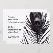 ブラックピーコック誕生日 招待状 (正面/裏面)