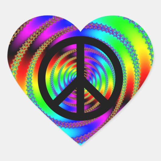 ブラックピースサイン付きウォームホール ハートシール (正面)