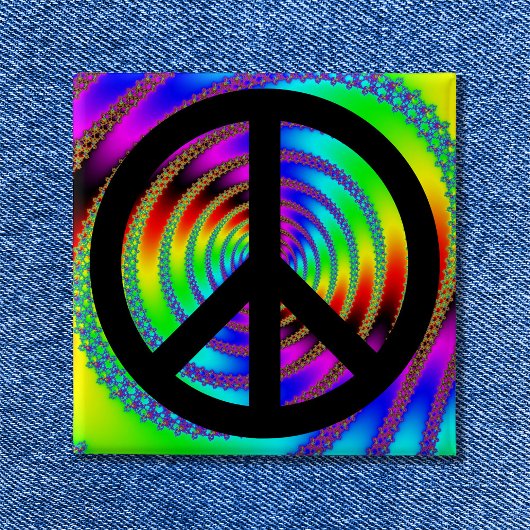 ブラックピースサイン付きウォームホール 缶バッジ