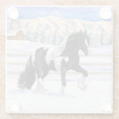 ブラックピートピエバルジプシーヴァンナーウマ荷車を引くーズ ガラスコースター (裏面)