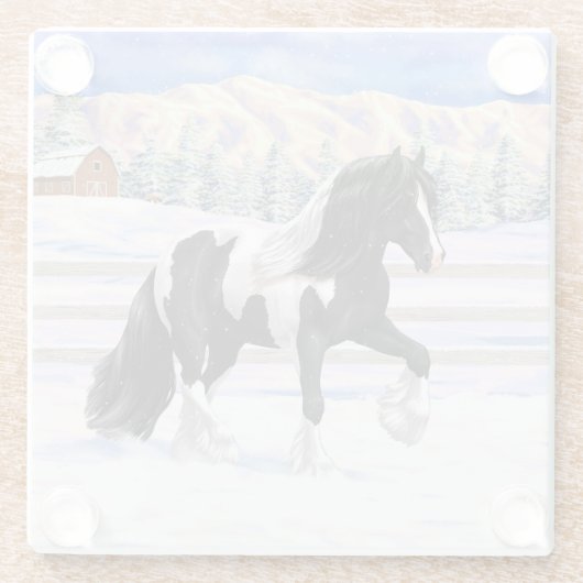 ブラックピートピエバルジプシーヴァンナーウマ荷車を引くーズ ガラスコースター (裏面)