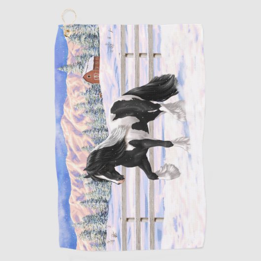 ブラックピートピエバルジプシーヴァンナーウマ荷車を引くーズ ゴルフタオル (正面)