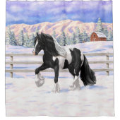 ブラックピートピエバルジプシーヴァンナーウマ荷車を引くーズ シャワーカーテン (正面)