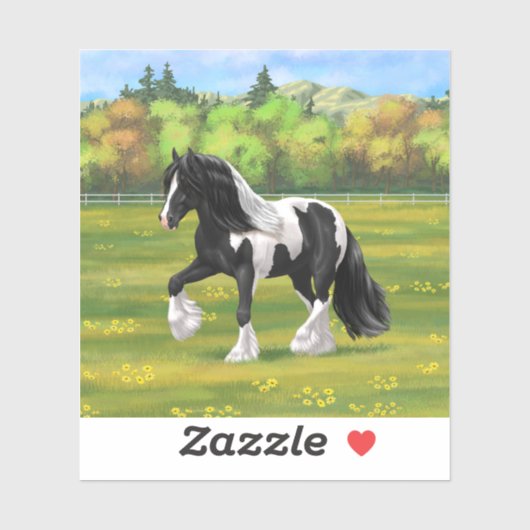 ブラックピートピエバルジプシーヴァンナーウマ荷車を引くーズ シール (シート)