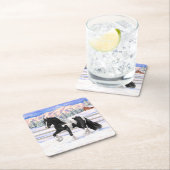 ブラックピートピエバルジプシーヴァンナーウマ荷車を引くーズ スクエアペーパーコースター (インサイチュ)