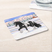 ブラックピートピエバルジプシーヴァンナーウマ荷車を引くーズ スクエアペーパーコースター (アングル)