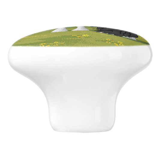 ブラックピートピエバルジプシーヴァンナーウマ荷車を引くーズ セラミックノブ (側面)