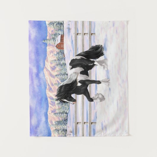 ブラックピートピエバルジプシーヴァンナーウマ荷車を引くーズ タペストリー (正面)