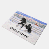 ブラックピートピエバルジプシーヴァンナーウマ荷車を引くーズ ドアマット (アングル)