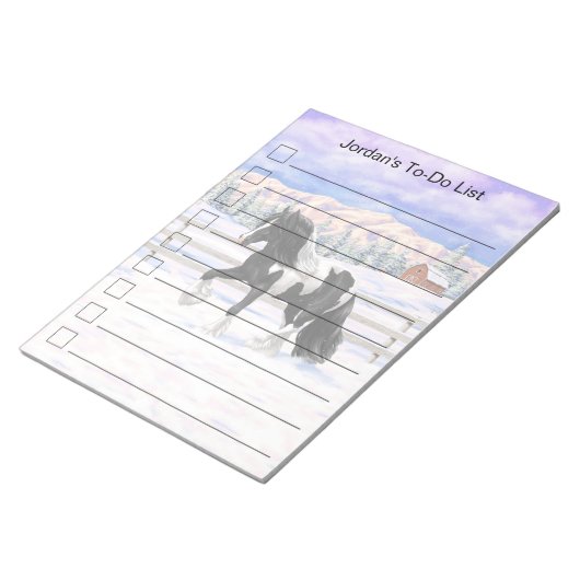 ブラックピートピエバルジプシーヴァンナーウマ荷車を引くーズ ノートパッド (アングル)