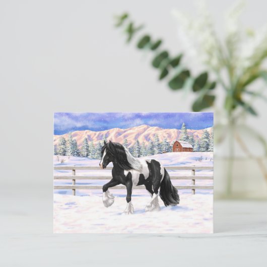 ブラックピートピエバルジプシーヴァンナーウマ荷車を引くーズ ポストカード (スタンド正面)