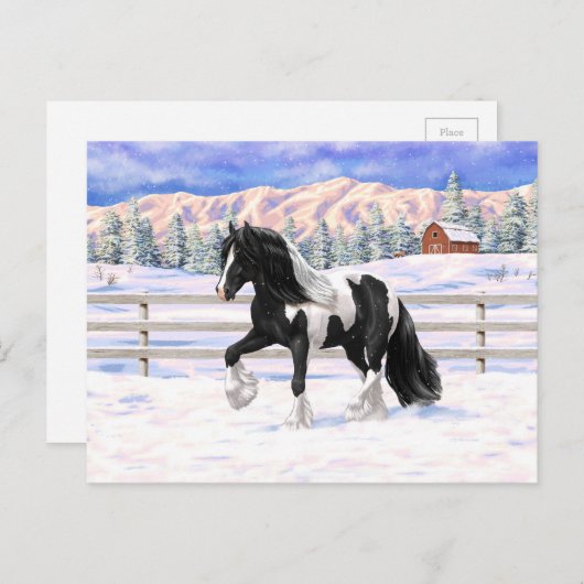 ブラックピートピエバルジプシーヴァンナーウマ荷車を引くーズ ポストカード (正面/裏面)