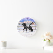 ブラックピートピエバルジプシーヴァンナーウマ荷車を引くーズ ラウンド壁時計 (ホーム)