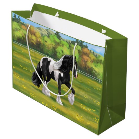 ブラックピートピエバルジプシーヴァンナーウマ荷車を引くーズ ラージペーパーバッグ (裏面アングル)