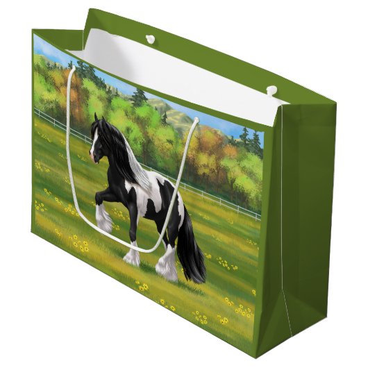 ブラックピートピエバルジプシーヴァンナーウマ荷車を引くーズ ラージペーパーバッグ (正面アングル)