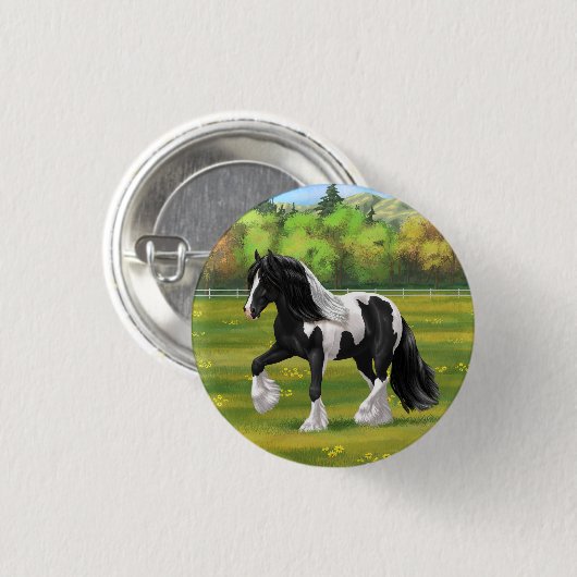 ブラックピートピエバルジプシーヴァンナーウマ荷車を引くーズ 缶バッジ (正面&裏面)