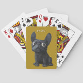 ブラックフお洒落レンチエマスタードイエロードッグトート トランプ (裏面)