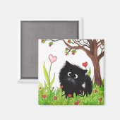 ブラックファジーキャットバイバイバーレル磁石 マグネット (正面/裏面)