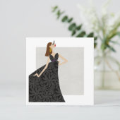 ブラックファッションのイラストのファッションアイコン、レディファッションista 招待状 (スタンド正面)
