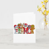 ブラックファミリークリスマスアフロアフリカンサンタ カード (黄色い花)