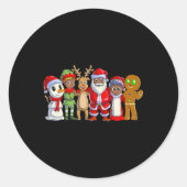 ブラックファミリークリスマスアフロアフリカ系アメリカ人サンタ ラウンドシール (正面)