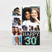 ブラックファミリーフレンズフォトコラージュハッピーバースデー カード (正面)