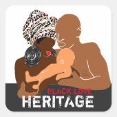ブラックファミリーブラックラブアフリカ伝統 スクエアシール (正面)