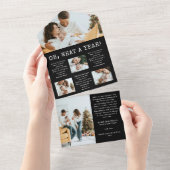 ブラックファミリーホリデートリフォールドカード オールインワン招待状 (貼ってはがせる)