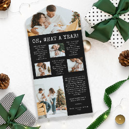 ブラックファミリーホリデートリフォールドカード オールインワン招待状