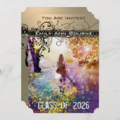 ブラックファンキースワエレガントールズ卒業招待状 招待状 (正面/裏面)