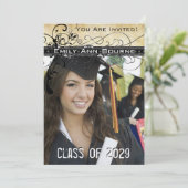 ブラックファンキースワエレガントールズ卒業招待状 招待状 (スタンド正面)