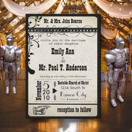 ブラックファンキールネッサンス中世プライ結婚ビル 招待状