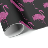 ブラックファンシーのピンクのフラミンゴスタイル模様 ラッピングペーパー (ロールコーナー)